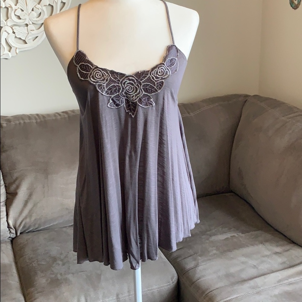 Gray embellished tank